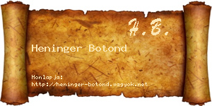 Heninger Botond névjegykártya